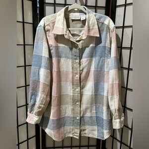 Lemon Grass Speckled FLANNEL PLAID LONG SLEEVE SHIRT WOMEN SIZE 20W